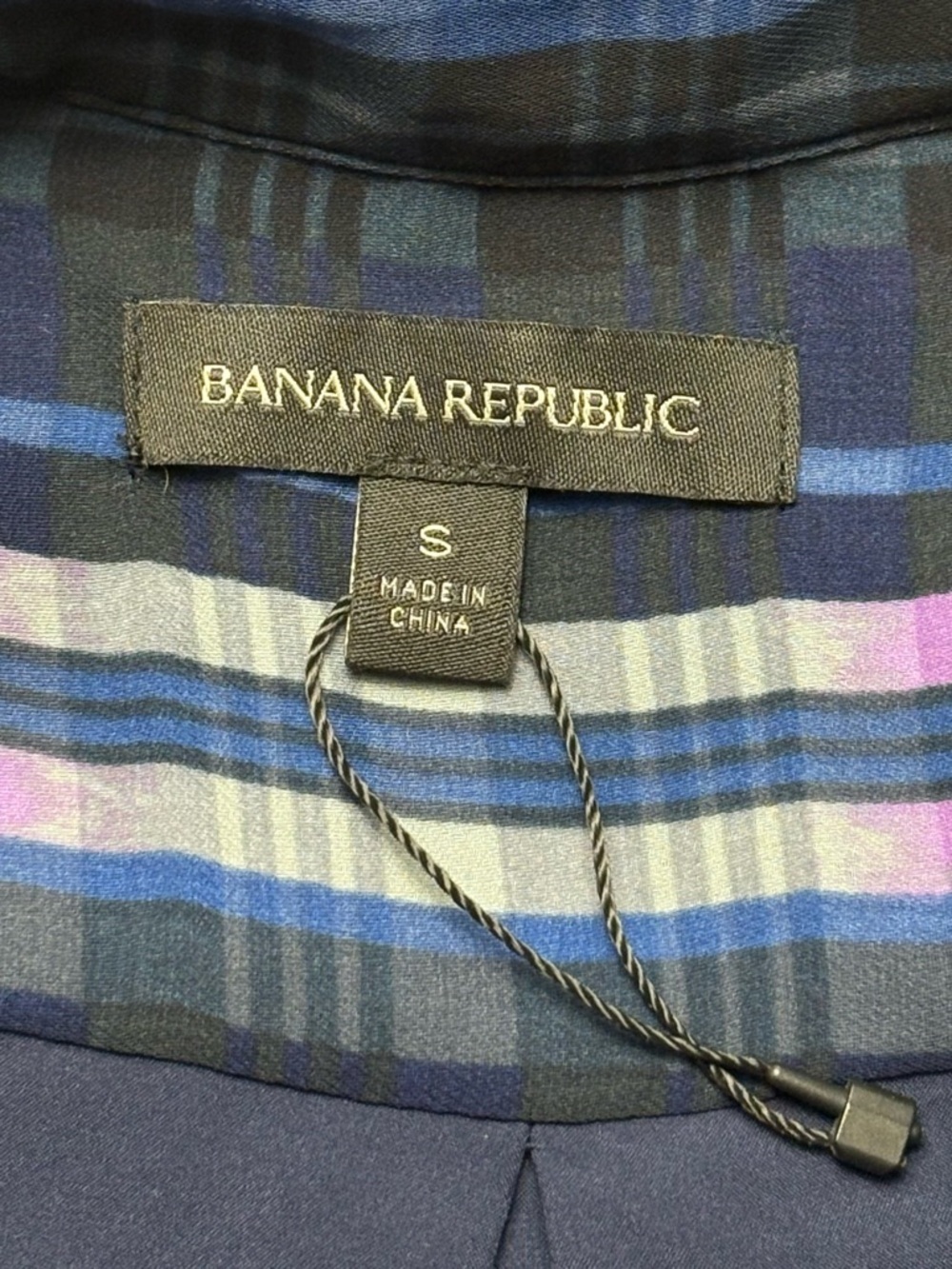 Banana Republic Plaid Ruffle Front Dillon Shirt Dress • Size S • Blue & Purple - Picture 8 of 9